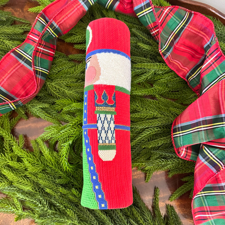 Vintage Round Needlepoint Nutcracker