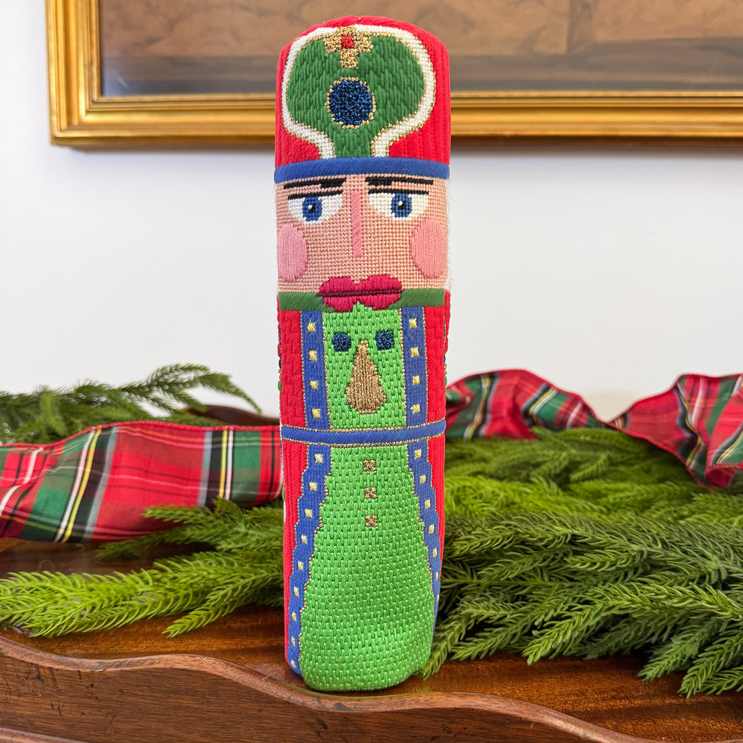 Vintage Round Needlepoint Nutcracker