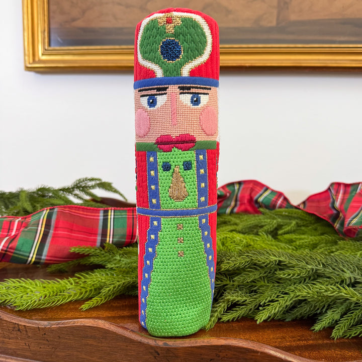 Vintage Round Needlepoint Nutcracker