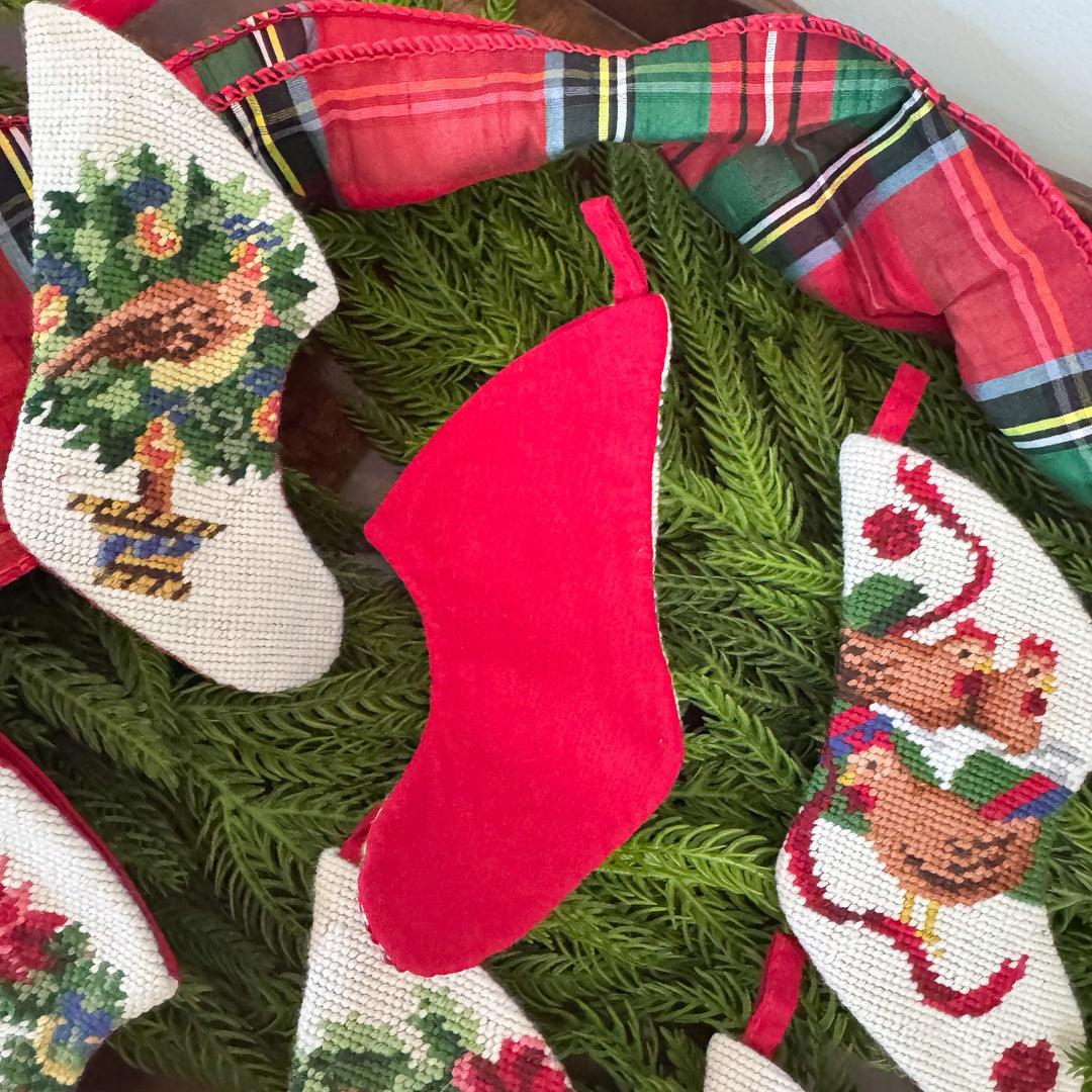 Vintage Twelve Days of Christmas Mini Needlepoint Stocking Set
