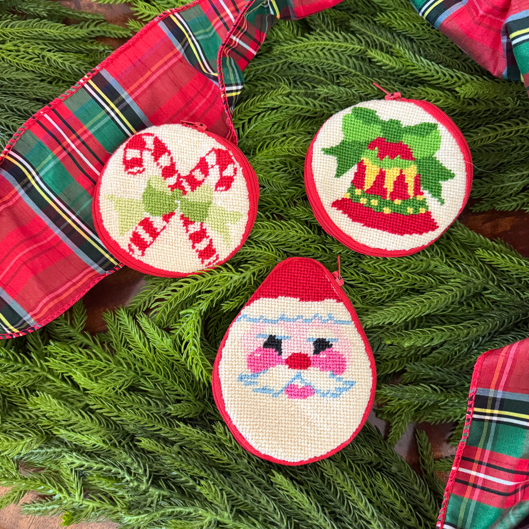 Set of Vintage Needlepoint Christmas Coin Purses