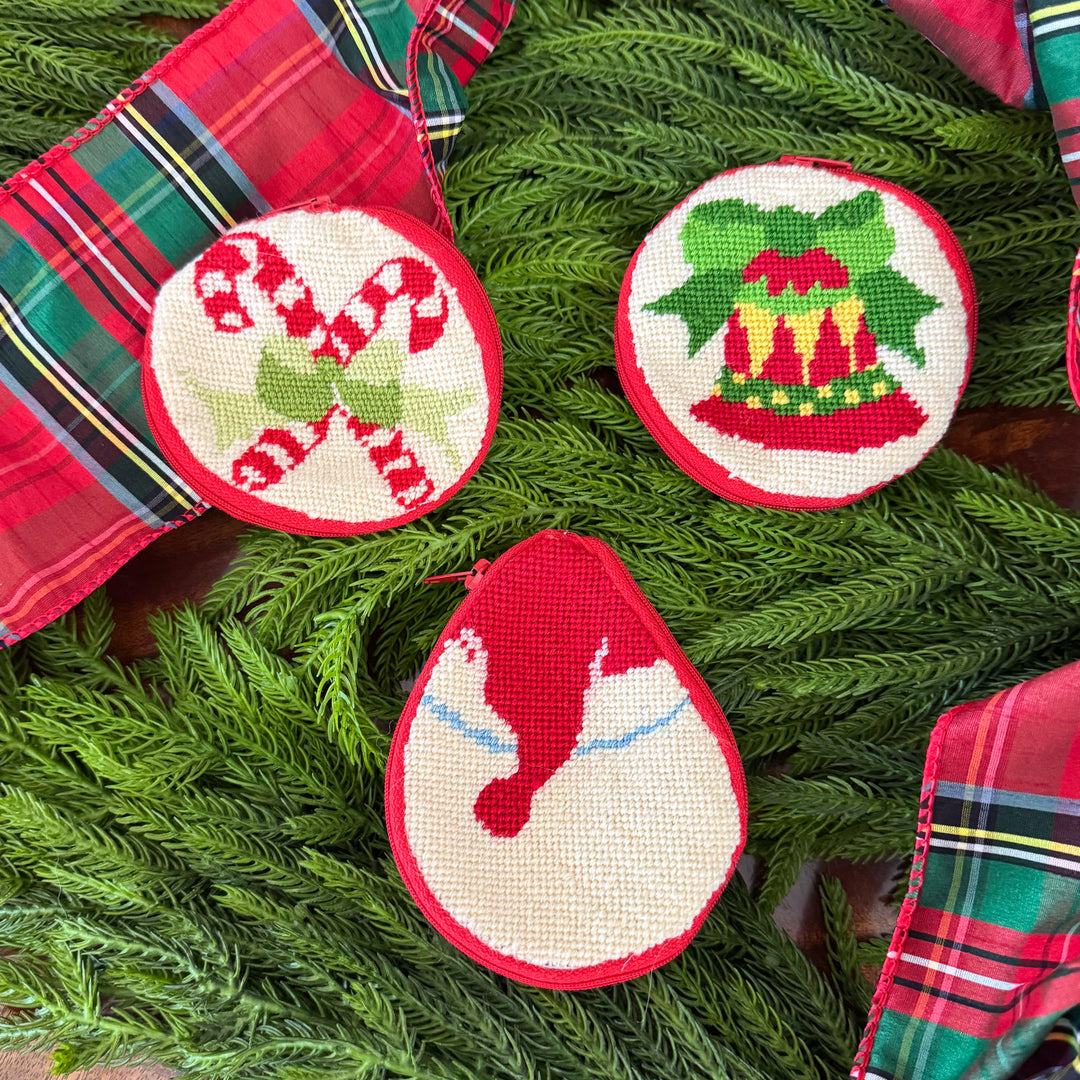 Set of Vintage Needlepoint Christmas Coin Purses