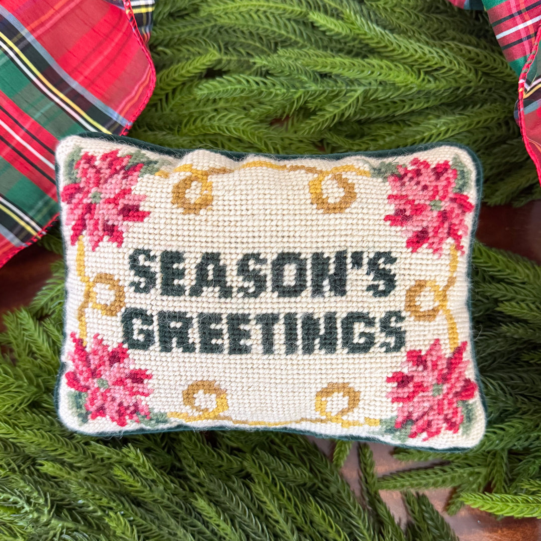 Season's Greetings Needlepoint Pillow