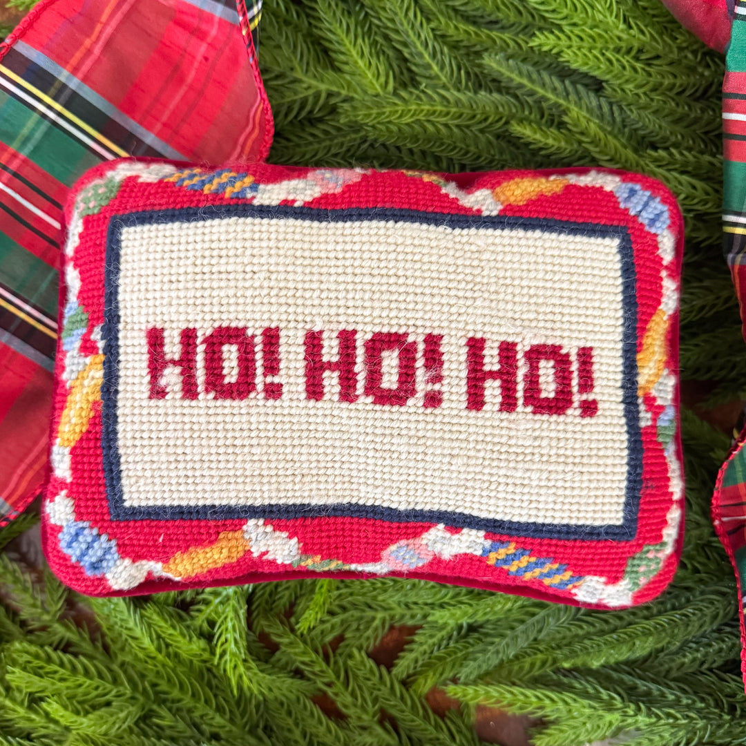HO! HO! HO! Needlepoint Pillow
