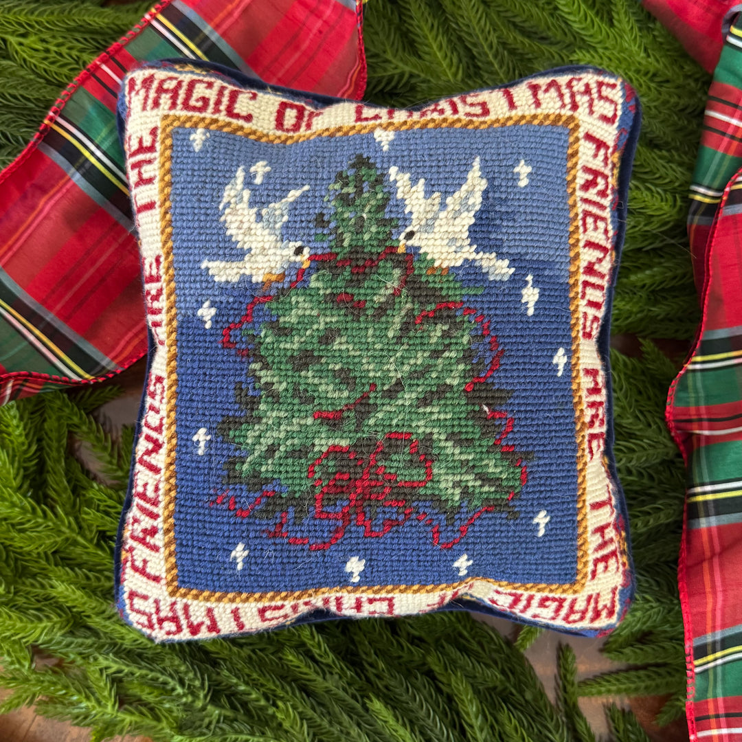 Vintage Friends Are the Magic of Christmas Needlepoint Pillow