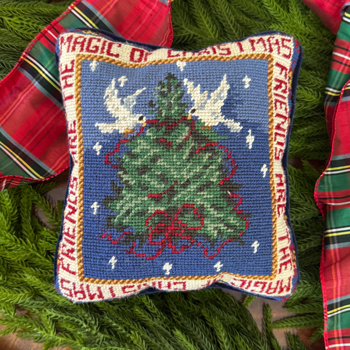 Vintage Friends Are the Magic of Christmas Needlepoint Pillow