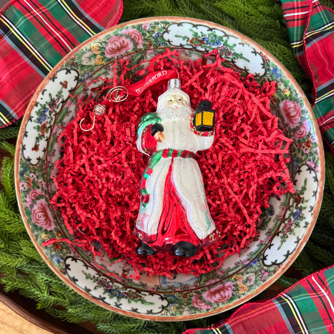 Vintage Waterford Poinsettia Santa Ornament
