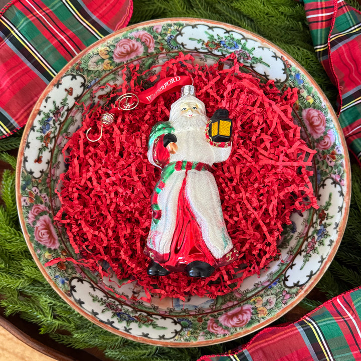 Vintage Waterford Poinsettia Santa Ornament