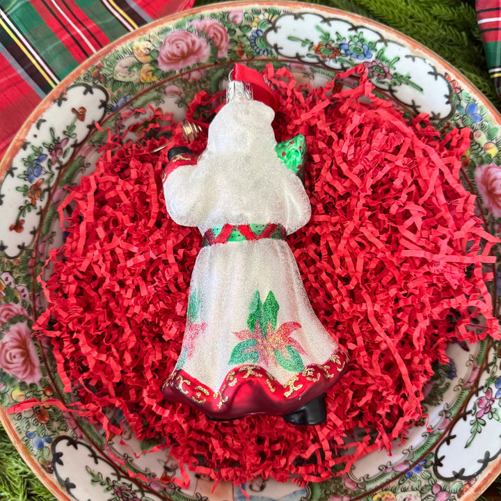 Vintage Waterford Poinsettia Santa Ornament