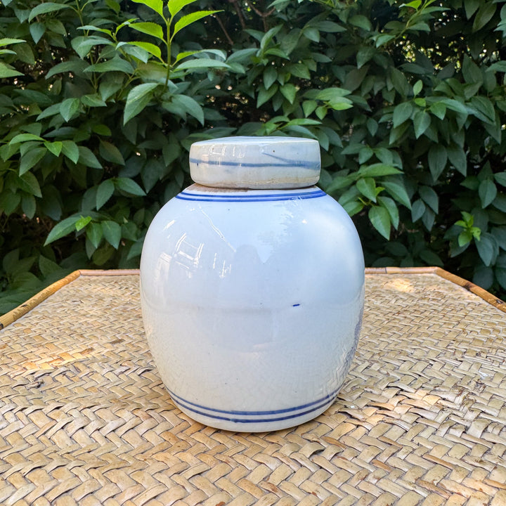 Mini Blue and White Children Playing Ginger Jar
