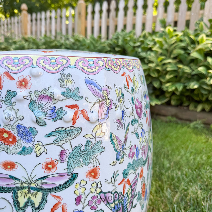 Vintage Butterfly Chinoiserie Garden Stool