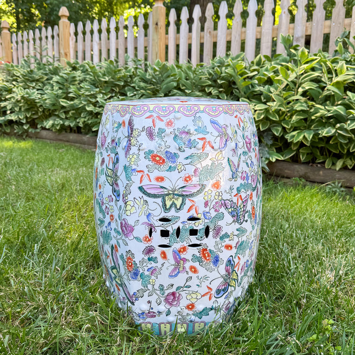 Vintage Butterfly Chinoiserie Garden Stool