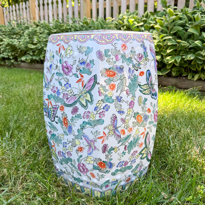 Vintage Butterfly Chinoiserie Garden Stool