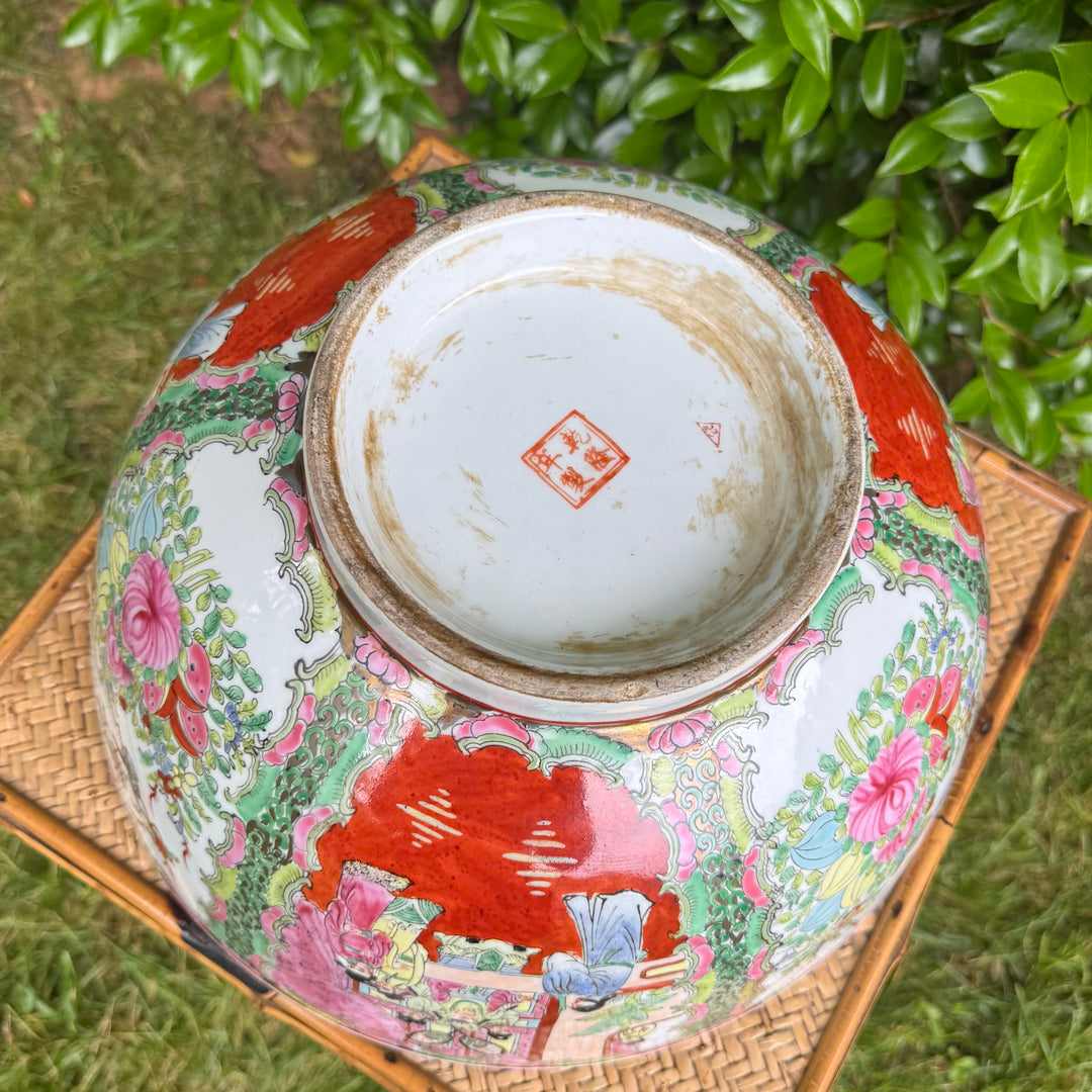 Vintage XL Rose Medallion Punch Bowl