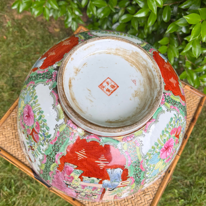 Vintage XL Rose Medallion Punch Bowl