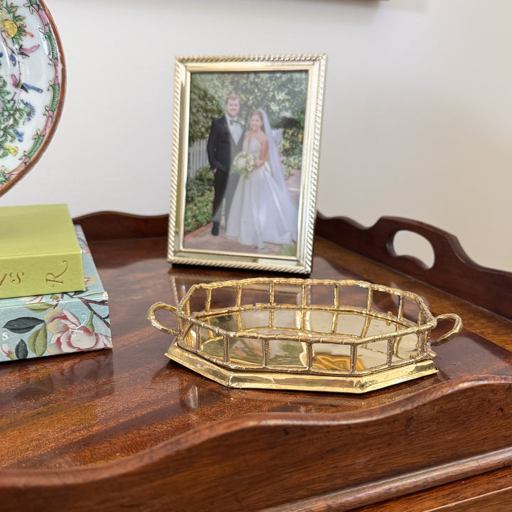 Vintage Petite Brass Bamboo Tray