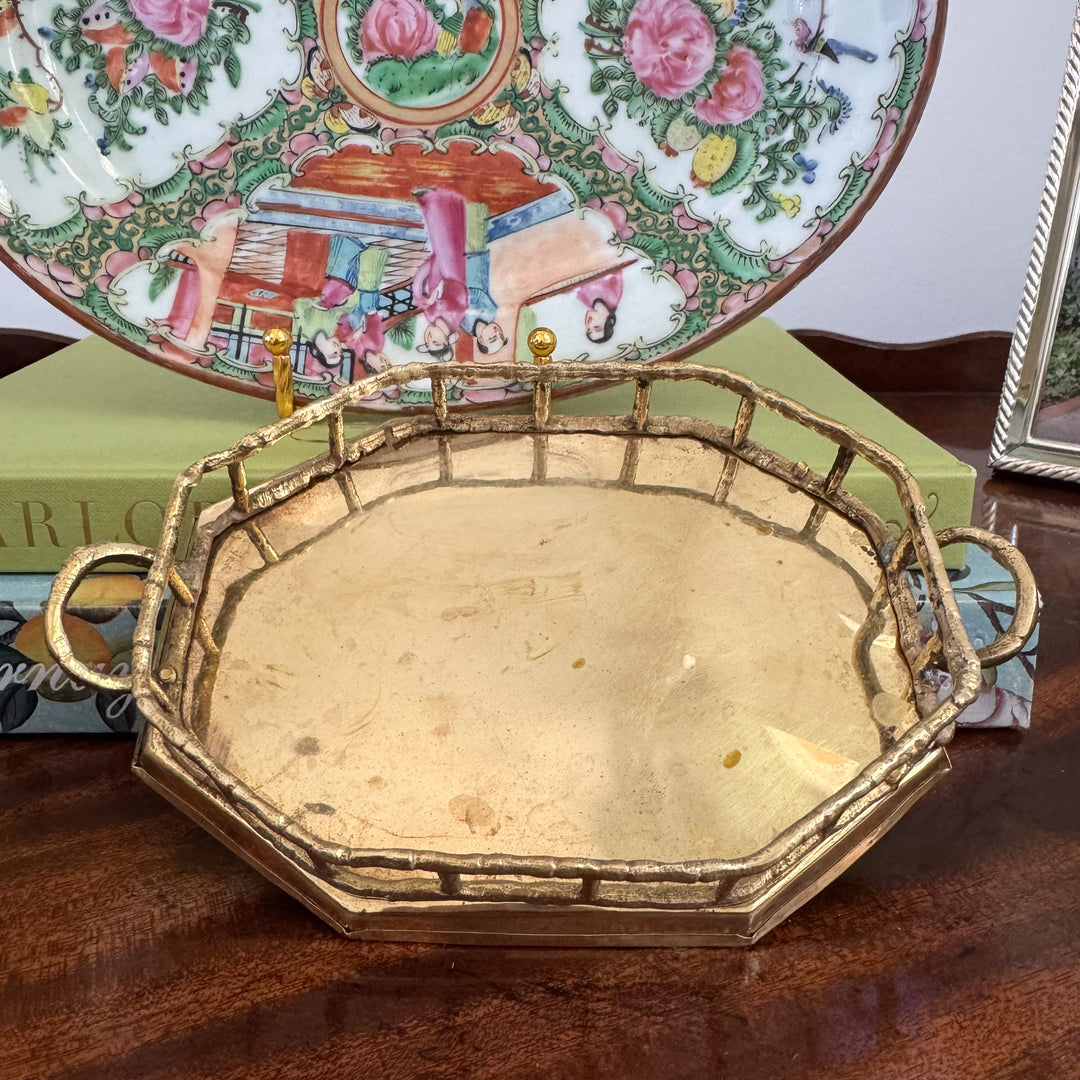 Vintage Petite Brass Bamboo Tray