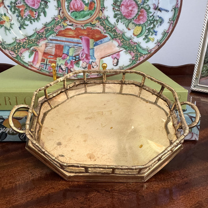 Vintage Petite Brass Bamboo Tray