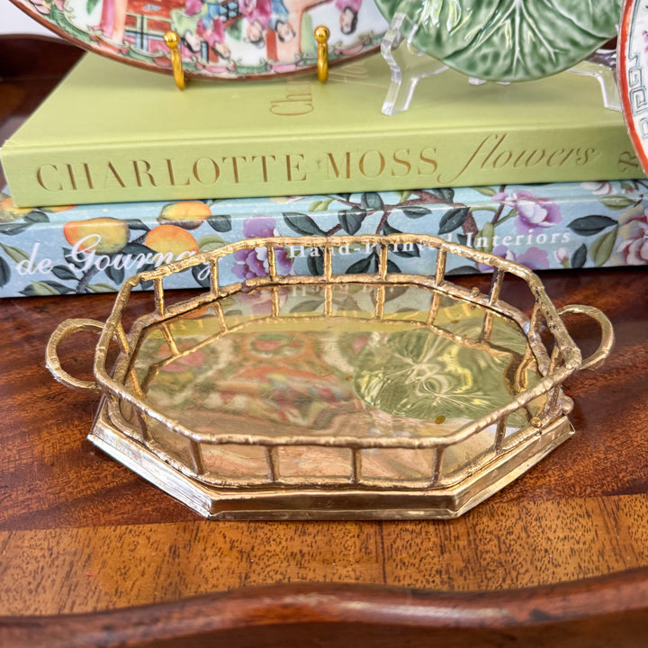 Vintage Petite Brass Bamboo Tray