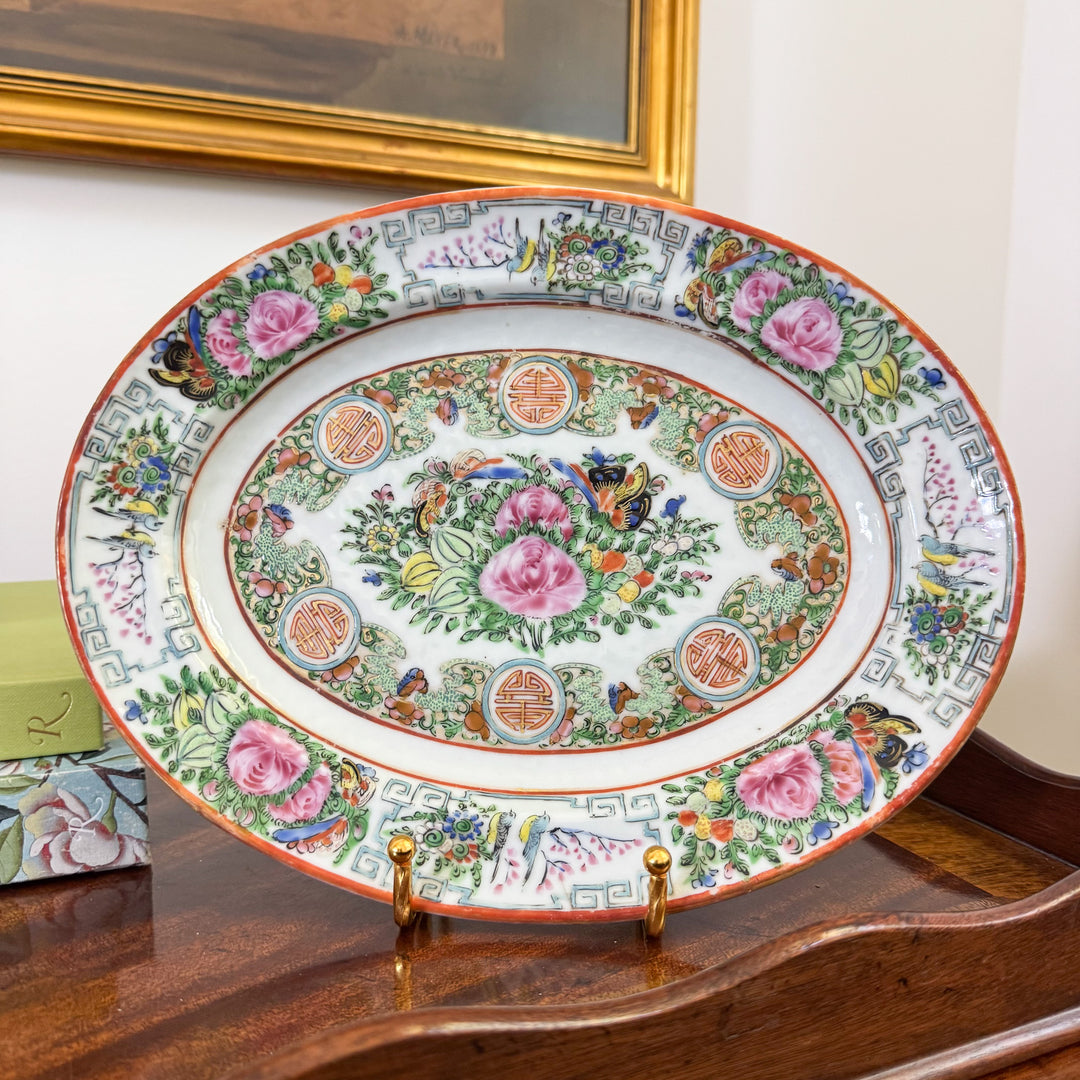 Antique Small Rose Canton Platter
