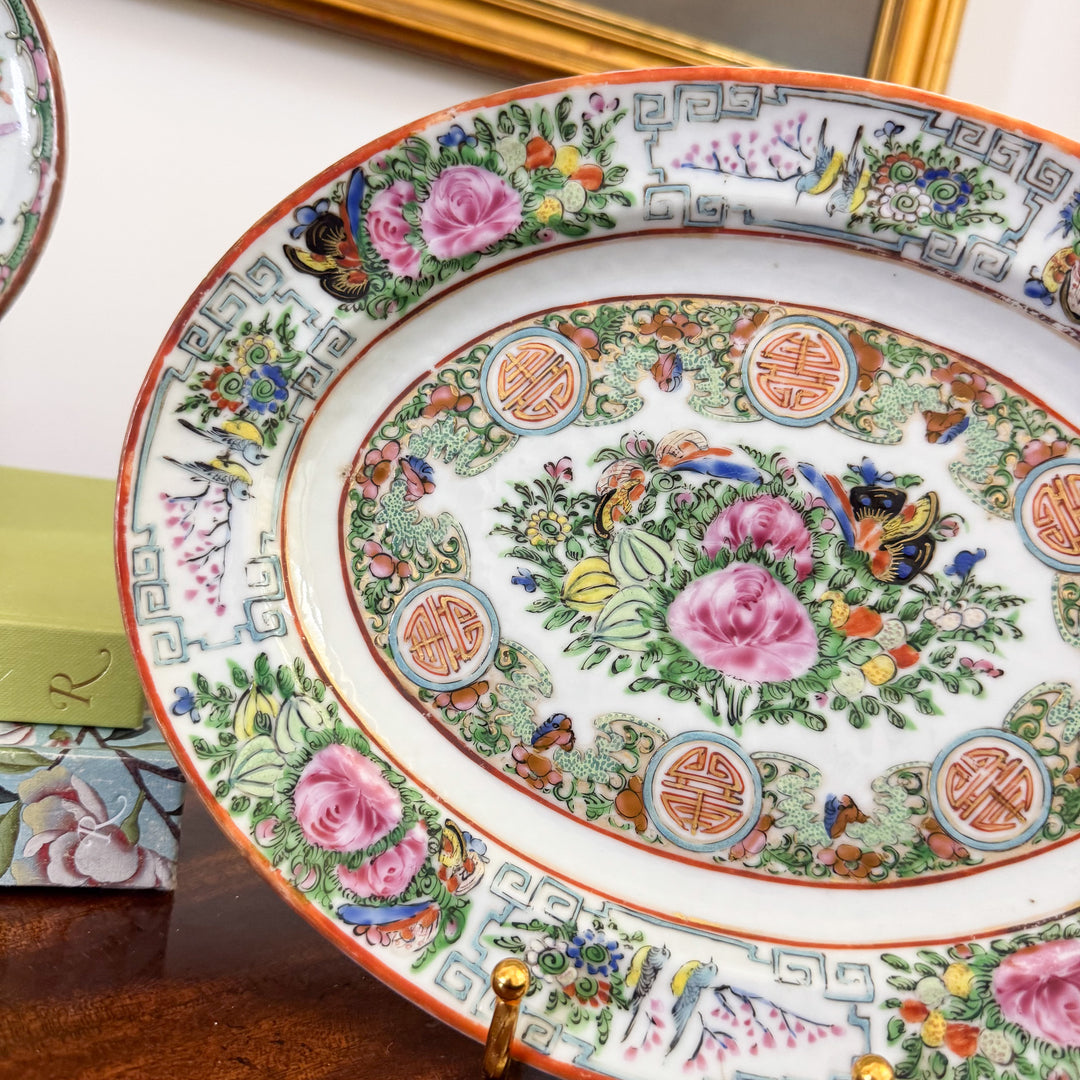Antique Small Rose Canton Platter
