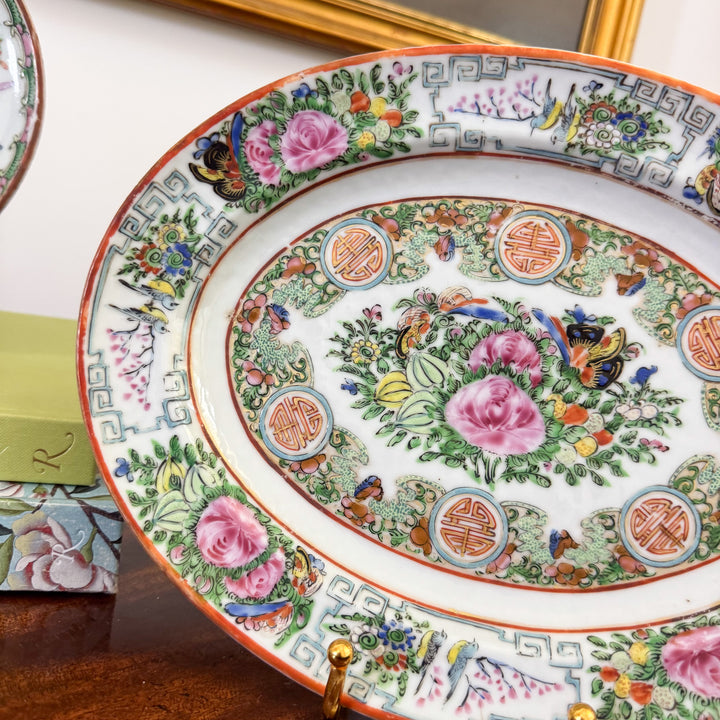 Antique Small Rose Canton Platter