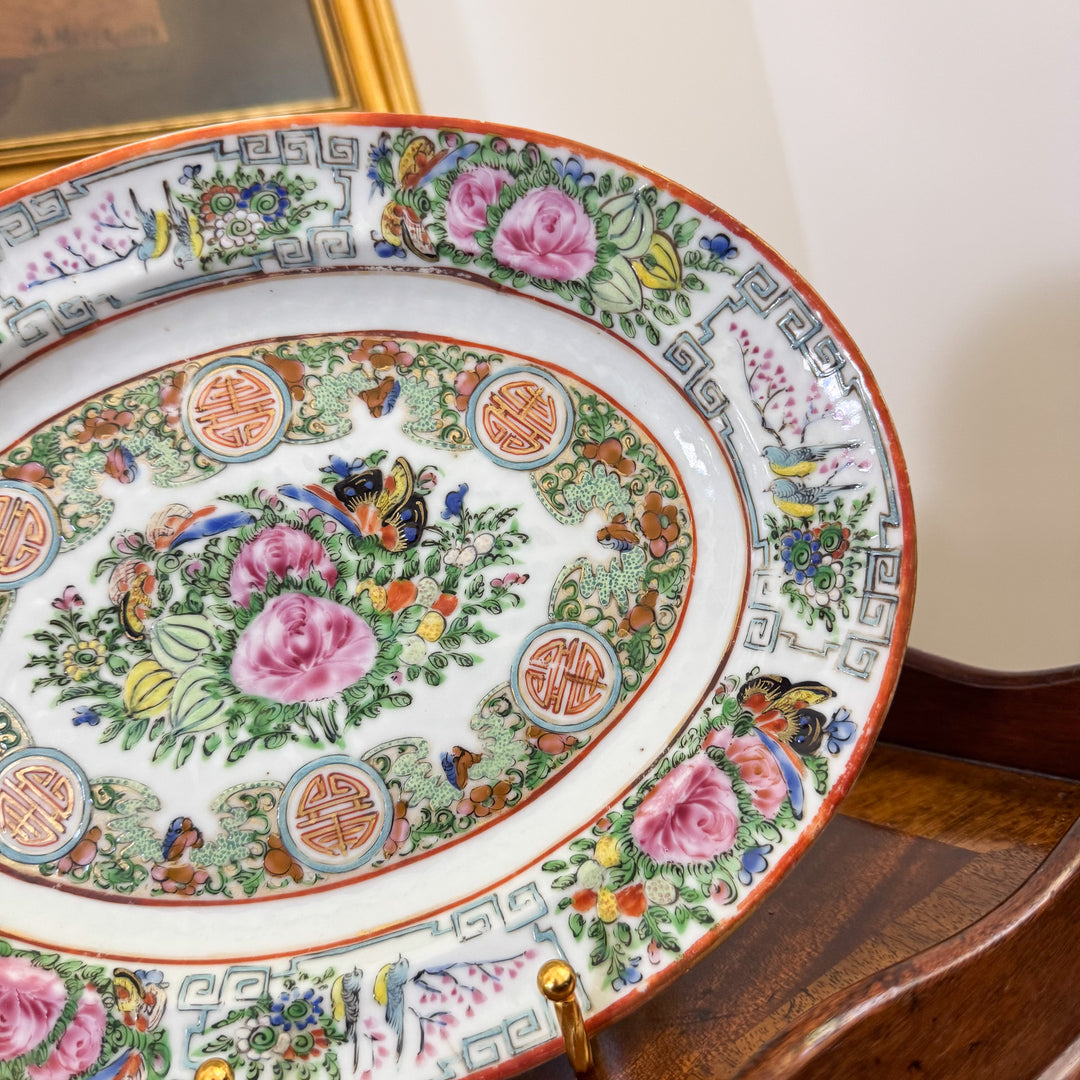 Antique Small Rose Canton Platter