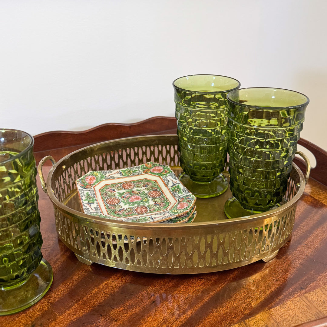 Vintage Brass Gallery Tray with Handles