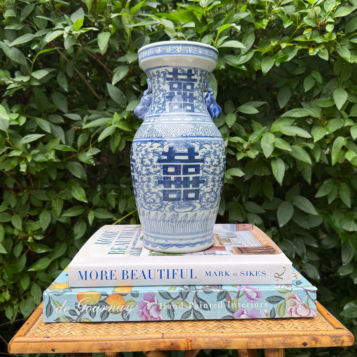 Small Blue and White Double Happiness Vase