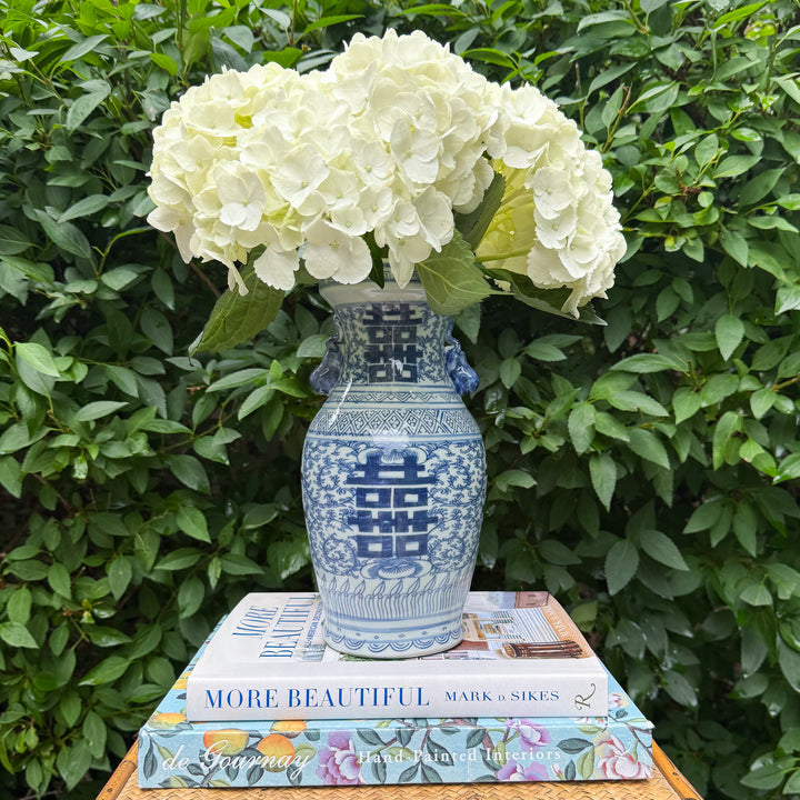 Small Blue and White Double Happiness Vase