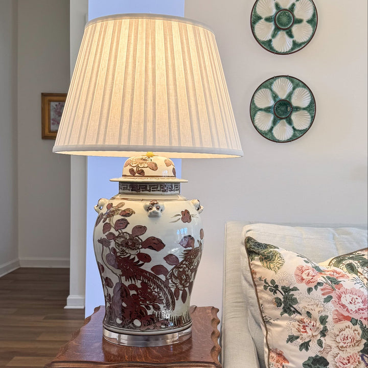  brown and white chinoiserie lamp 