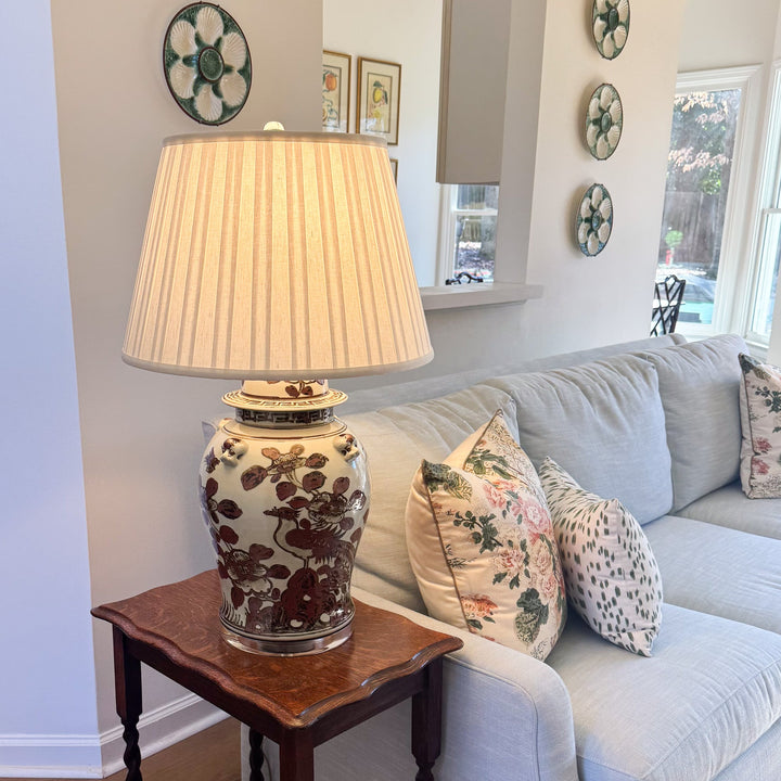  brown and white chinoiserie lamp 