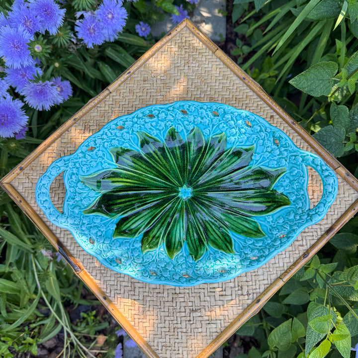 Antique Majolica Lily of the Valley Reticulated Platter