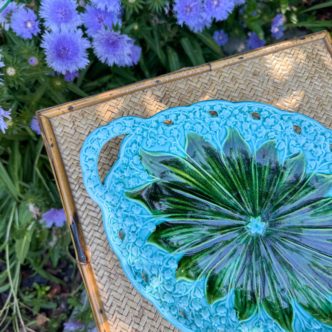 Antique Majolica Lily of the Valley Reticulated Platter