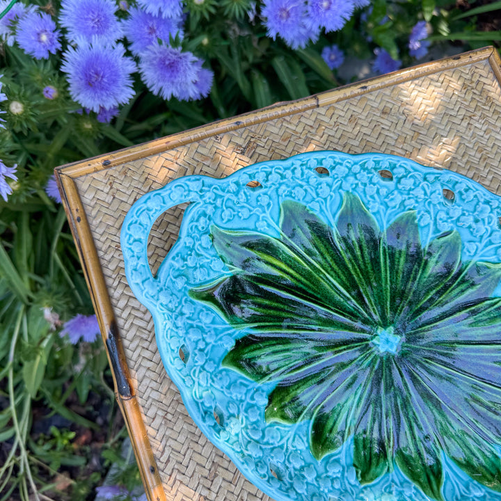 Antique Majolica Lily of the Valley Reticulated Platter