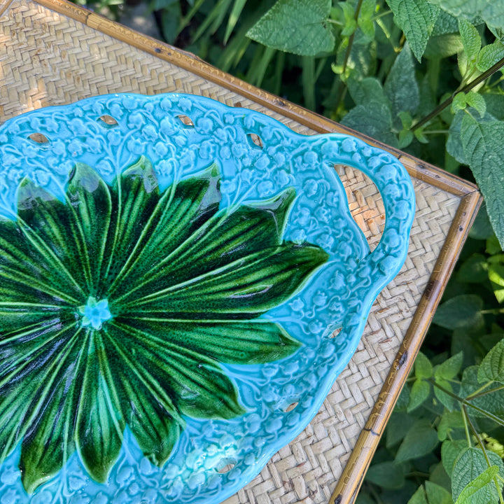 Antique Majolica Lily of the Valley Reticulated Platter