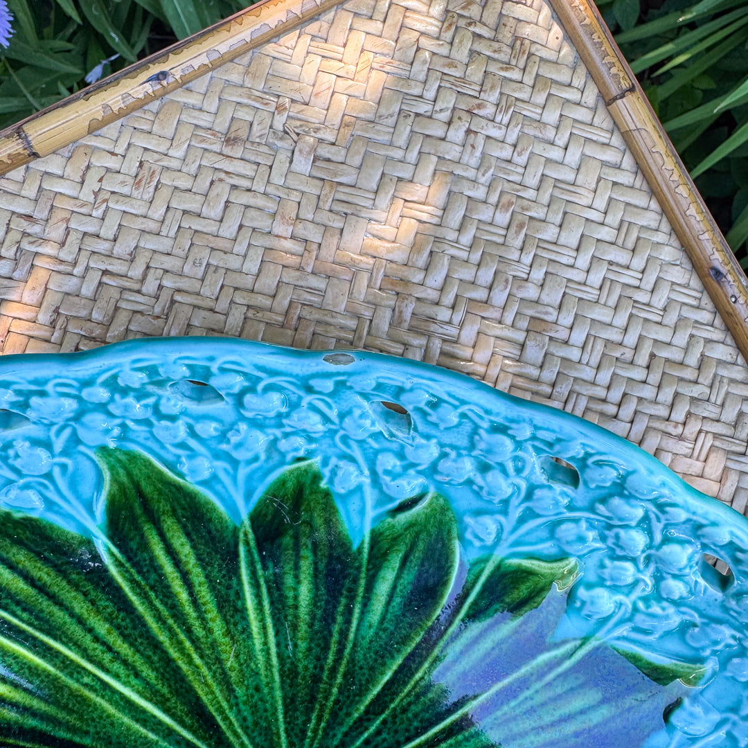 Antique Majolica Lily of the Valley Reticulated Platter