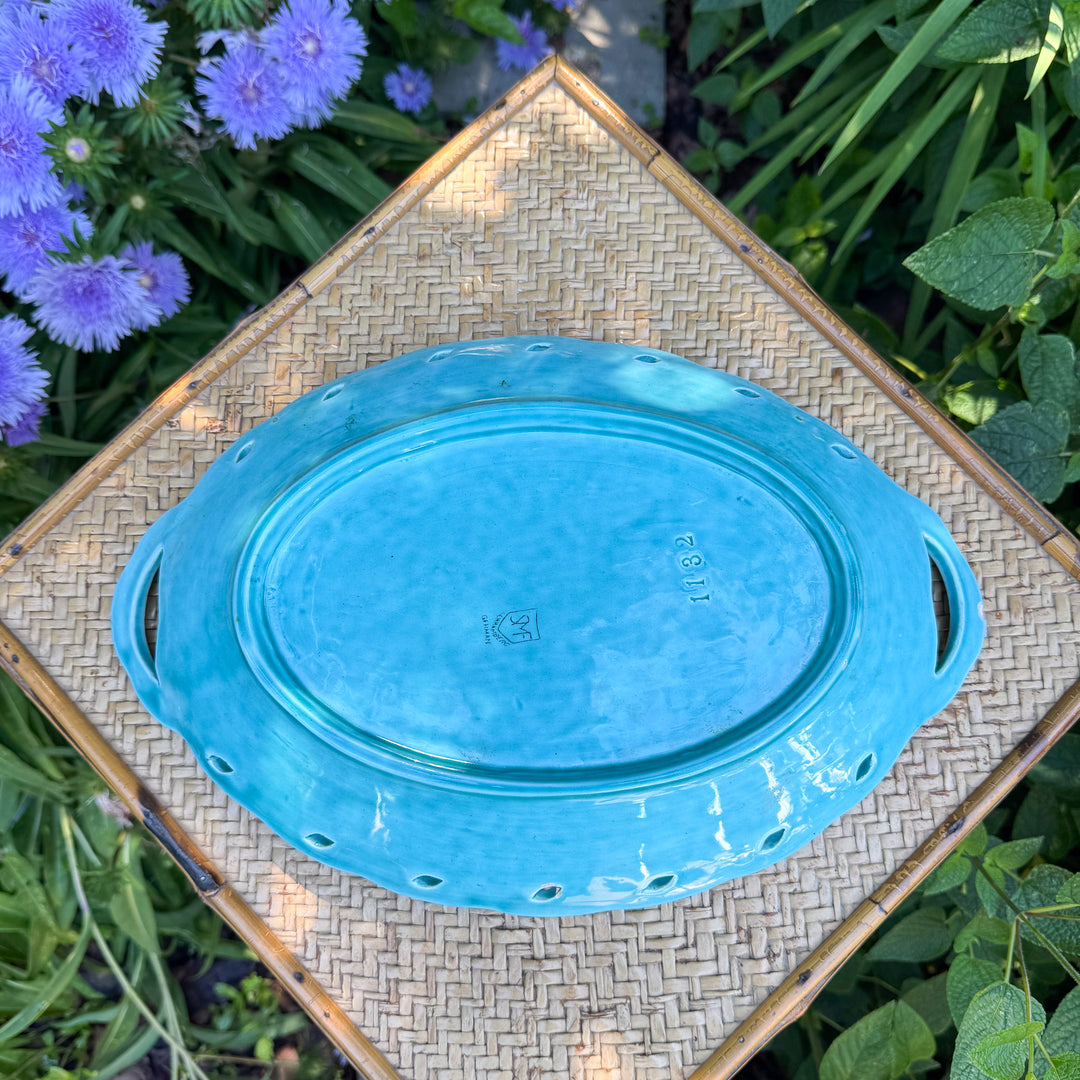 Antique Majolica Lily of the Valley Reticulated Platter