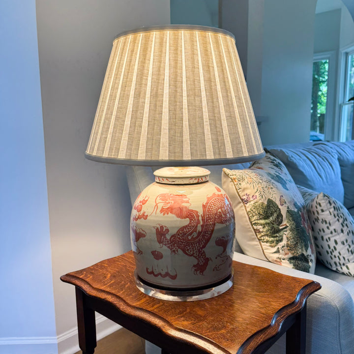 Orange and White Dragon Ginger Jar Lamp