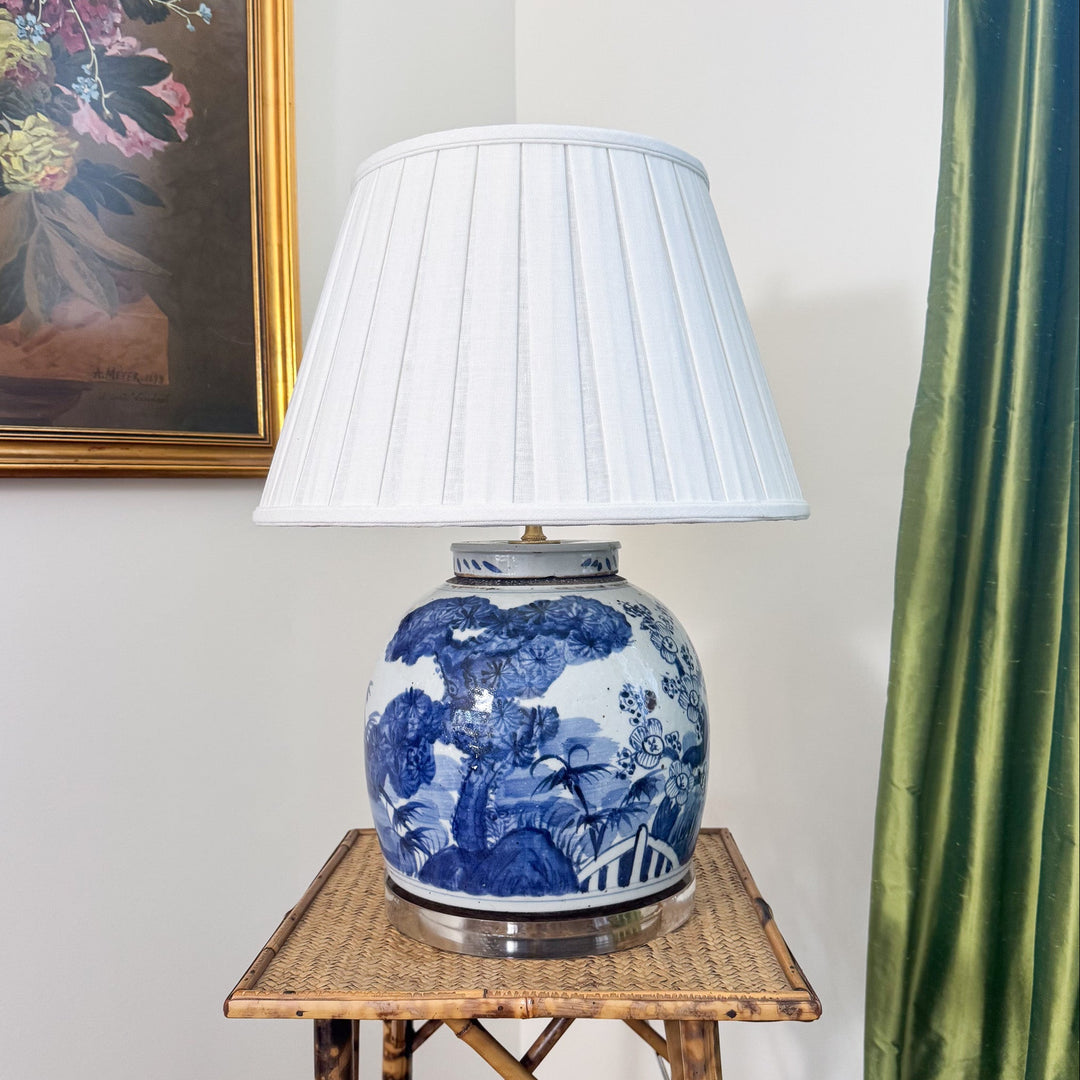 Blue and White Floral Ginger Jar Lamp