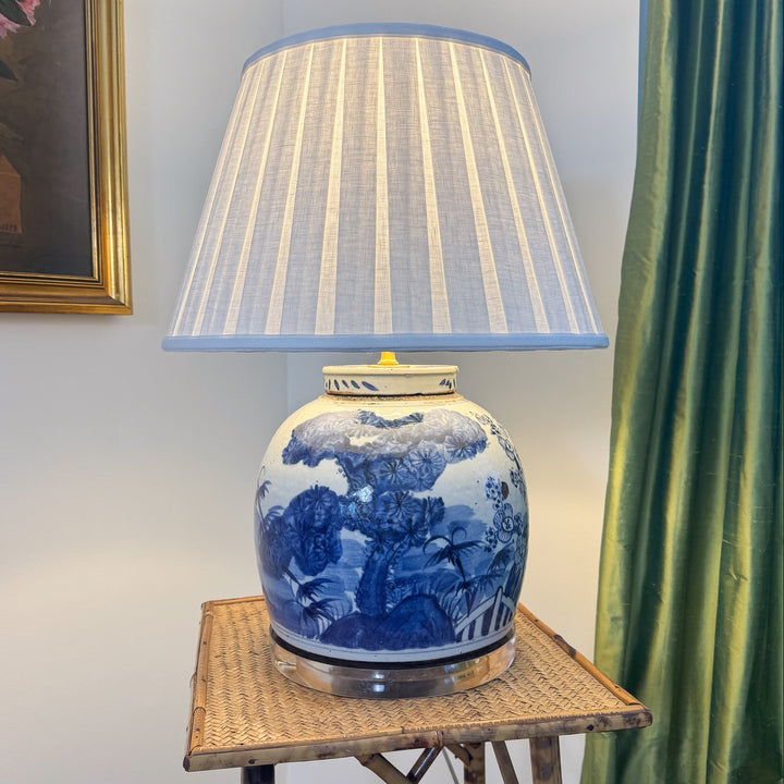 Blue and White Floral Ginger Jar Lamp