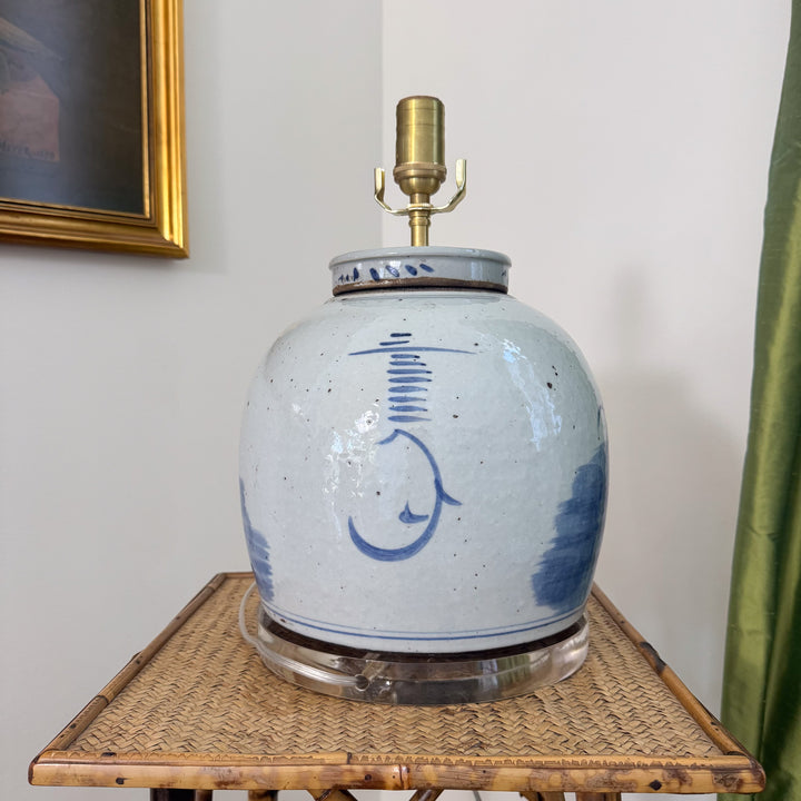 Blue and White Floral Ginger Jar Lamp