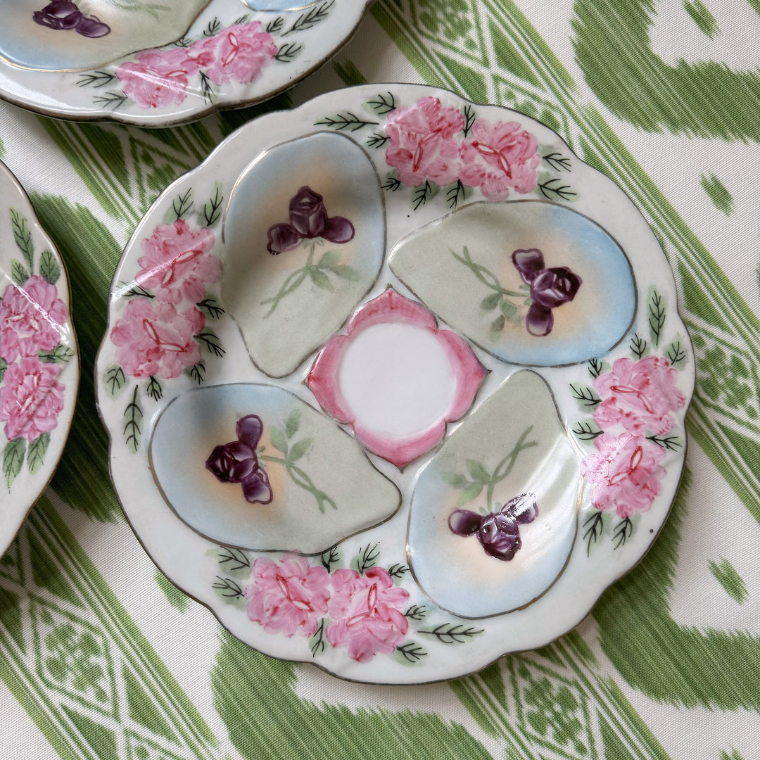 Vintage Nippon Oyster Plate with Hand Painted Roses