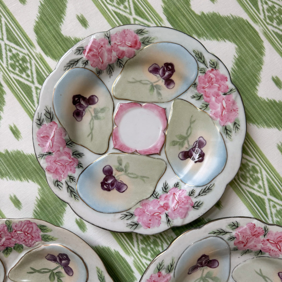 Vintage Nippon Oyster Plate with Hand Painted Roses