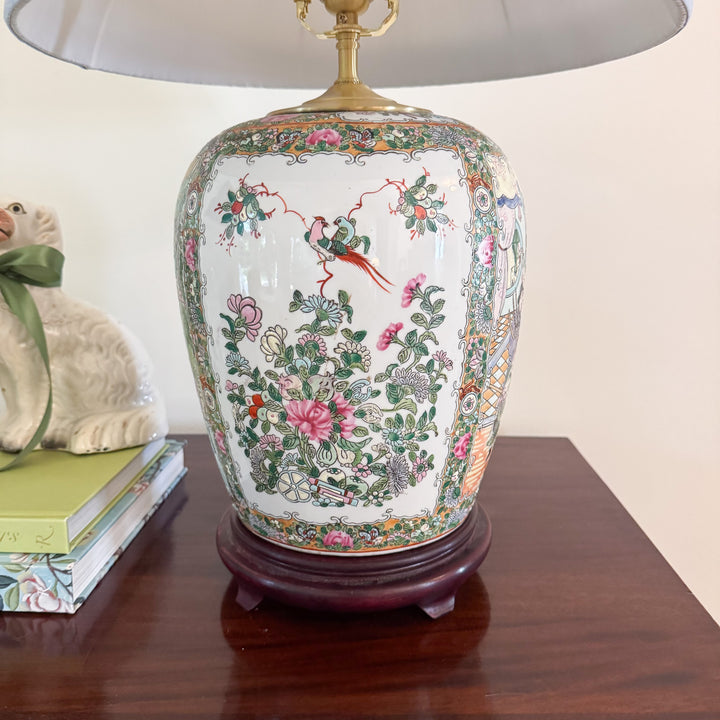 Vintage Large Rose Medallion Lamp