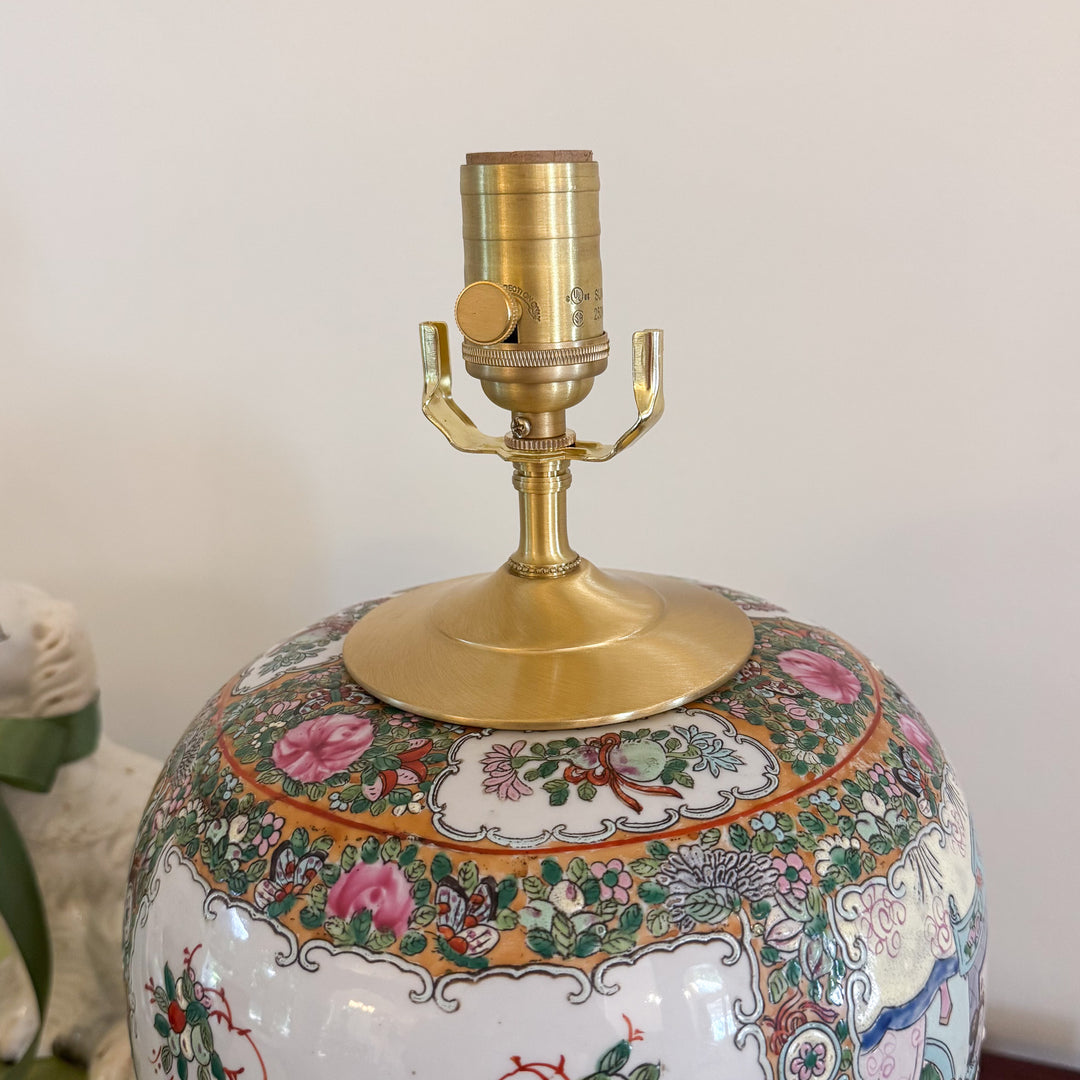 Vintage Large Rose Medallion Lamp
