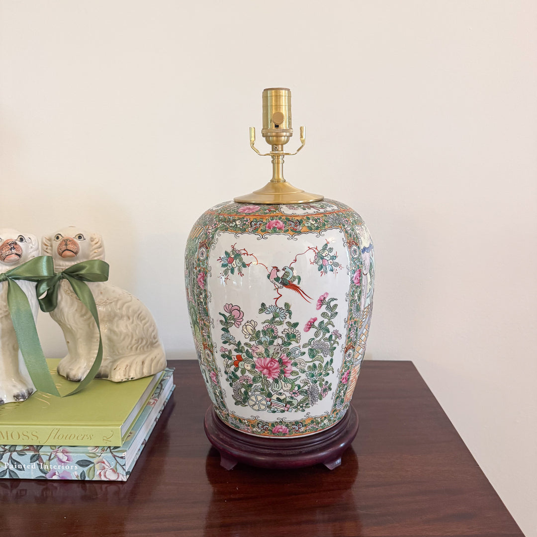 Vintage Large Rose Medallion Lamp