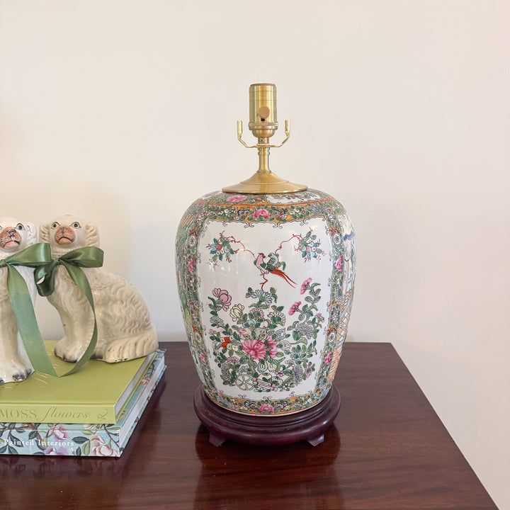 Vintage Large Rose Medallion Lamp
