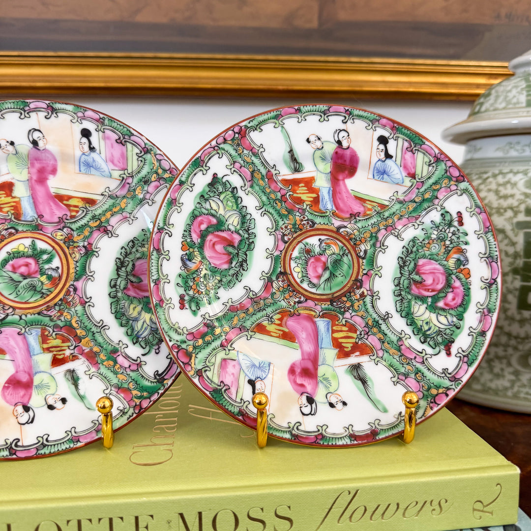 Vintage Pair of Rose Medallion Plates