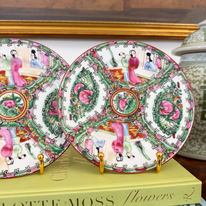 Vintage Pair of Rose Medallion Plates